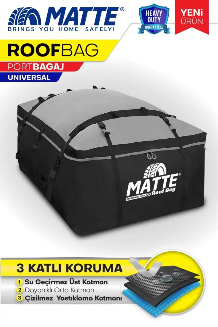 Matte Yeni Nesil Port Bagaj, Araç Üstü Tavan Çantası