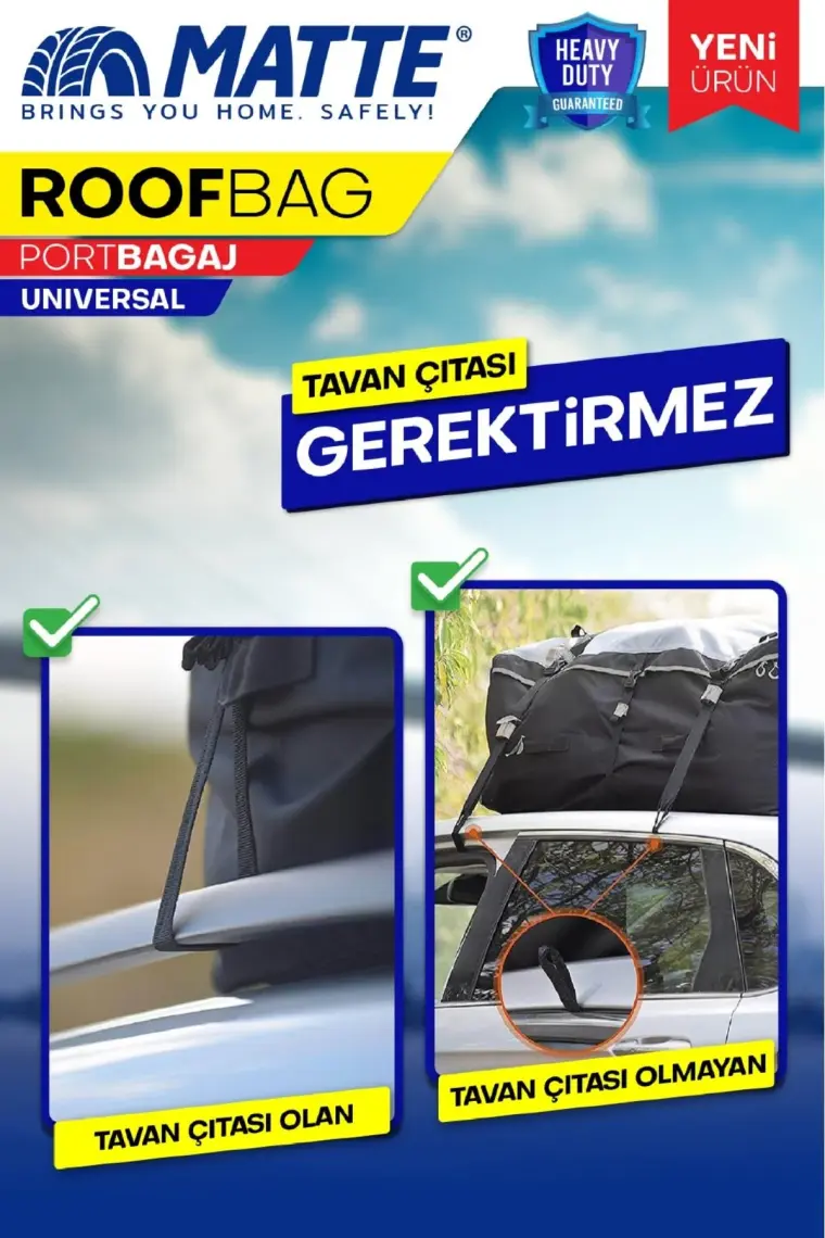 Matte Yeni Nesil Port Bagaj, Araç Üstü Tavan Çantası
