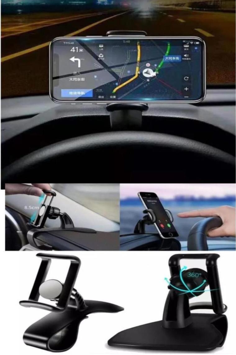 Araba Gösterge Üstüne Takılan 360 Dönebilen kıskaçlı Telefon Tutucu Tutacağı