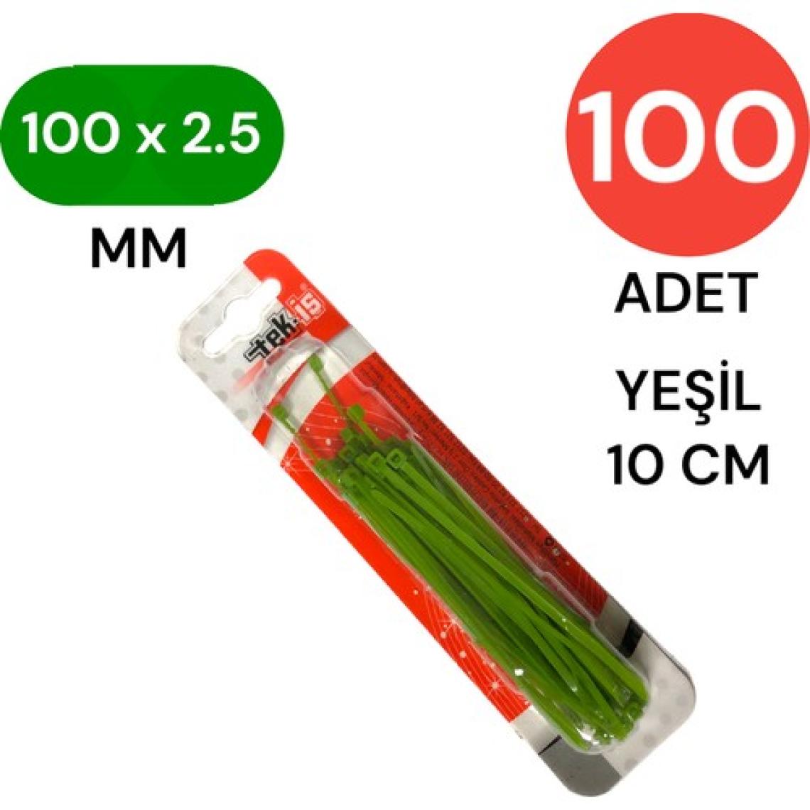 Tek-İş Plastik Kablo Bağı Cırt Kelepçe 100 mm x 2.5 mm Yeşil 100 Adet