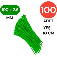 Tek-İş Plastik Kablo Bağı Cırt Kelepçe 100 mm x 2.5 mm Yeşil 100 Adet