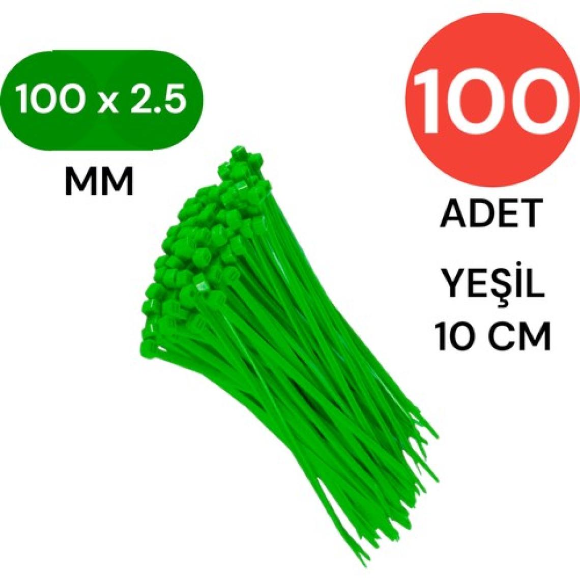 Tek-İş Plastik Kablo Bağı Cırt Kelepçe 100 mm x 2.5 mm Yeşil 100 Adet