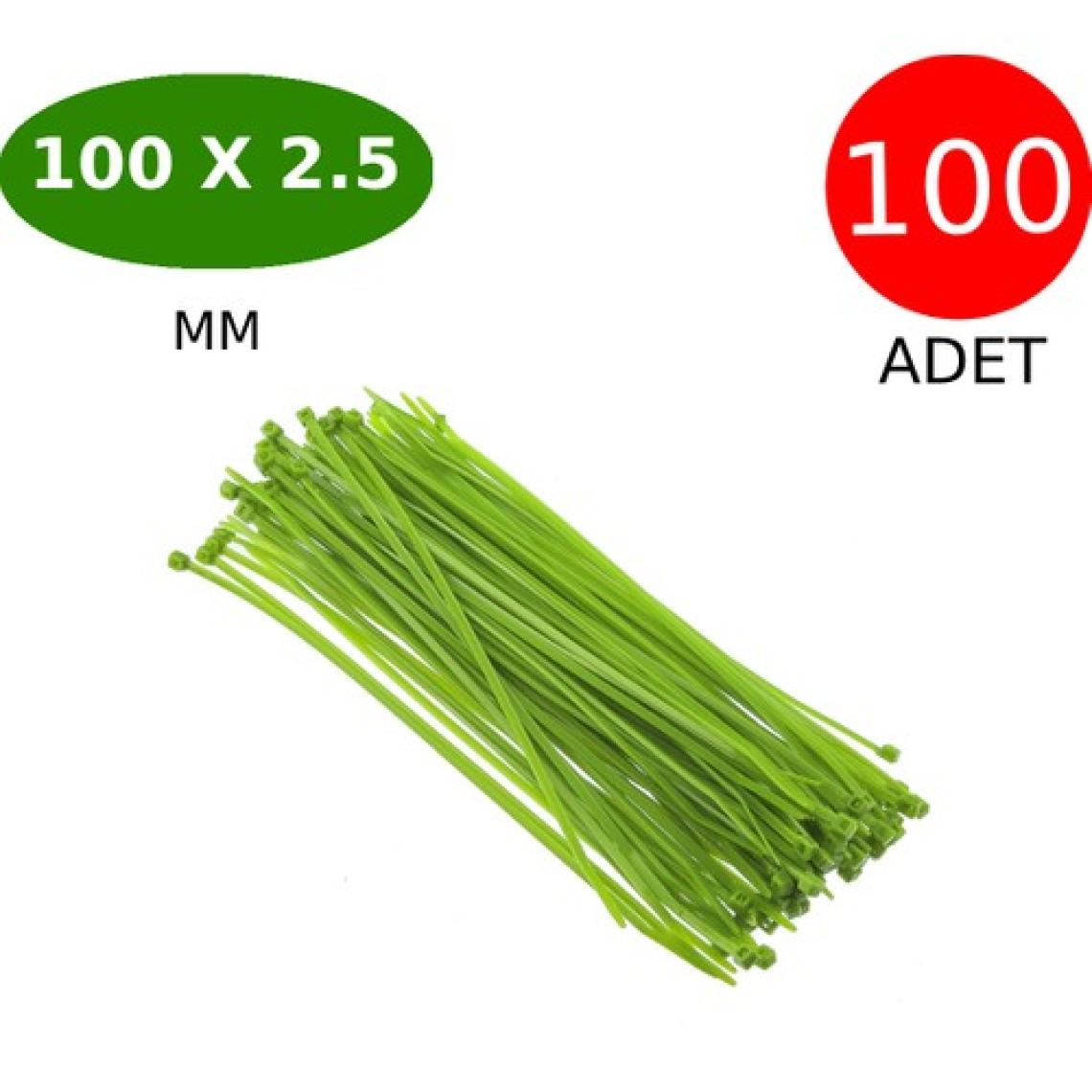 Tek-İş Plastik Kablo Bağı Cırt Kelepçe 100 mm x 2.5 mm Yeşil 100 Adet
