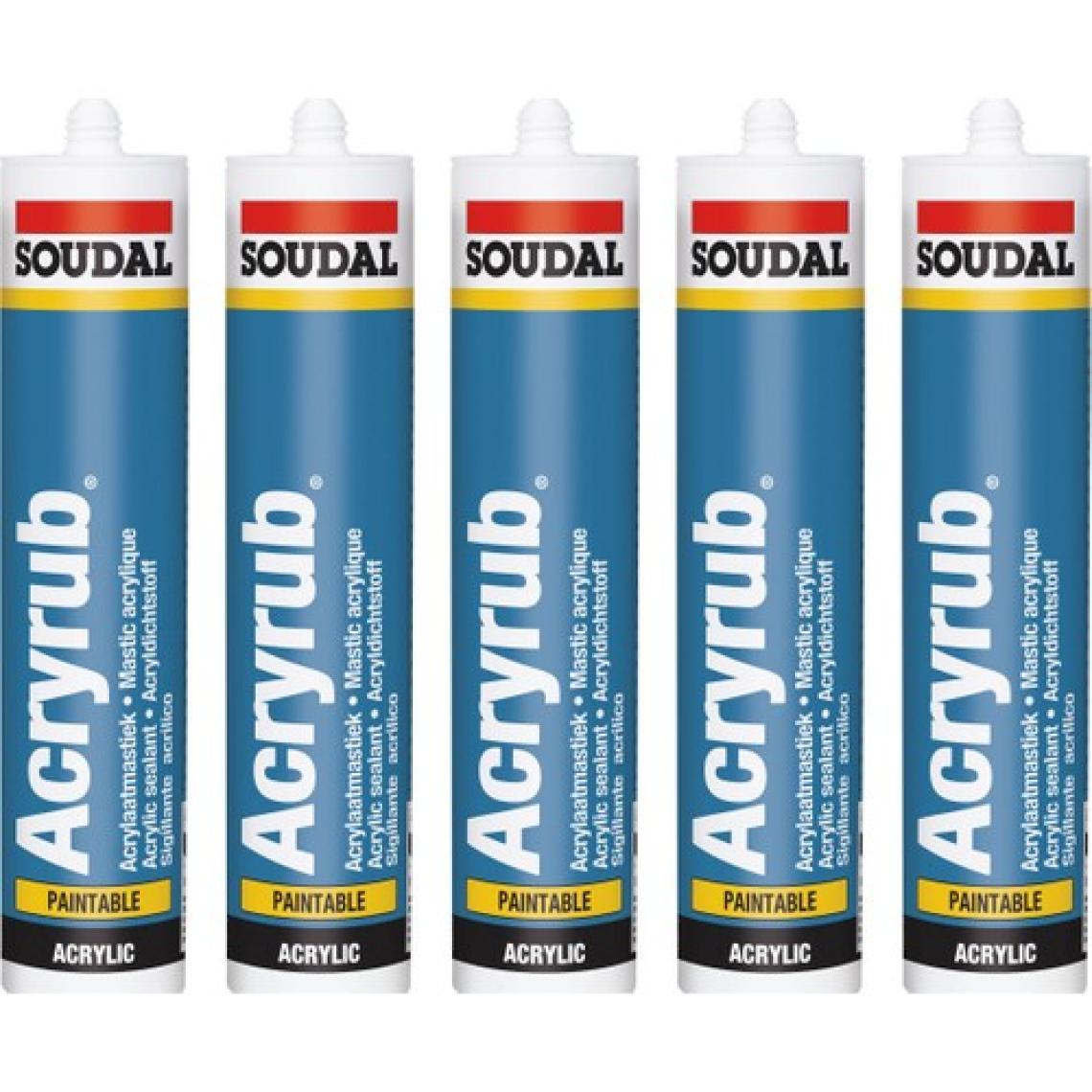 Soudal Acryrub Silikonize Mastik 500 Gram 5'li Paket Tüm Renkler