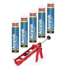 Soudal Gri Silikonize Mastik 500 Gram 5 Adet + Silikon Tabancası Set