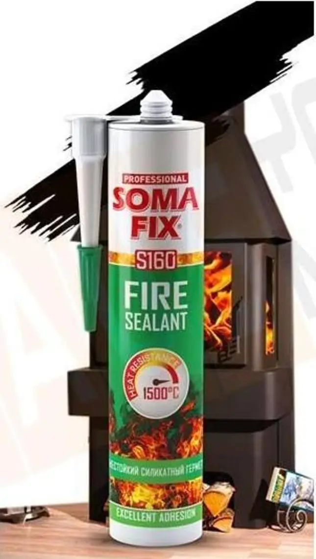 Somafix 310 ml Siyah Yangına Dayanıklı Yüksek Isı Şömine Mastiği 1500'C Akustik Mastik