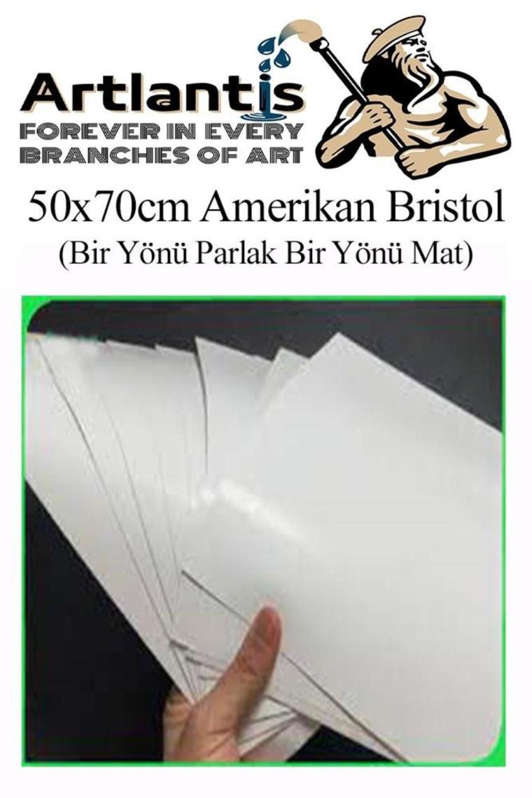 Amerikan Bristol Karton 35x50 cm 5 Adet 220 gr Bir Tarafı Parlak Bir Tarafı Mat Kağıt Biristol Karto