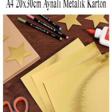 Metalik Aynalı Fon Kartonu 10 Renk 35x50 cm 1 Paket Okul Sınıf Dekoratif Pırıltılı Folyo Kağıt