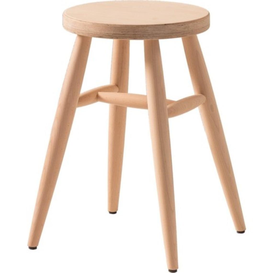 Geppetto Home Kozmatik Dükkan Yuvarlak Tabure Ahşap Ham
