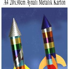 Metalik Aynalı Fon Kartonu A4 10 Renk 20X30 cm 1 Paket Okul Sınıf Dekoratif Pırıltılı Folyo Kağıt