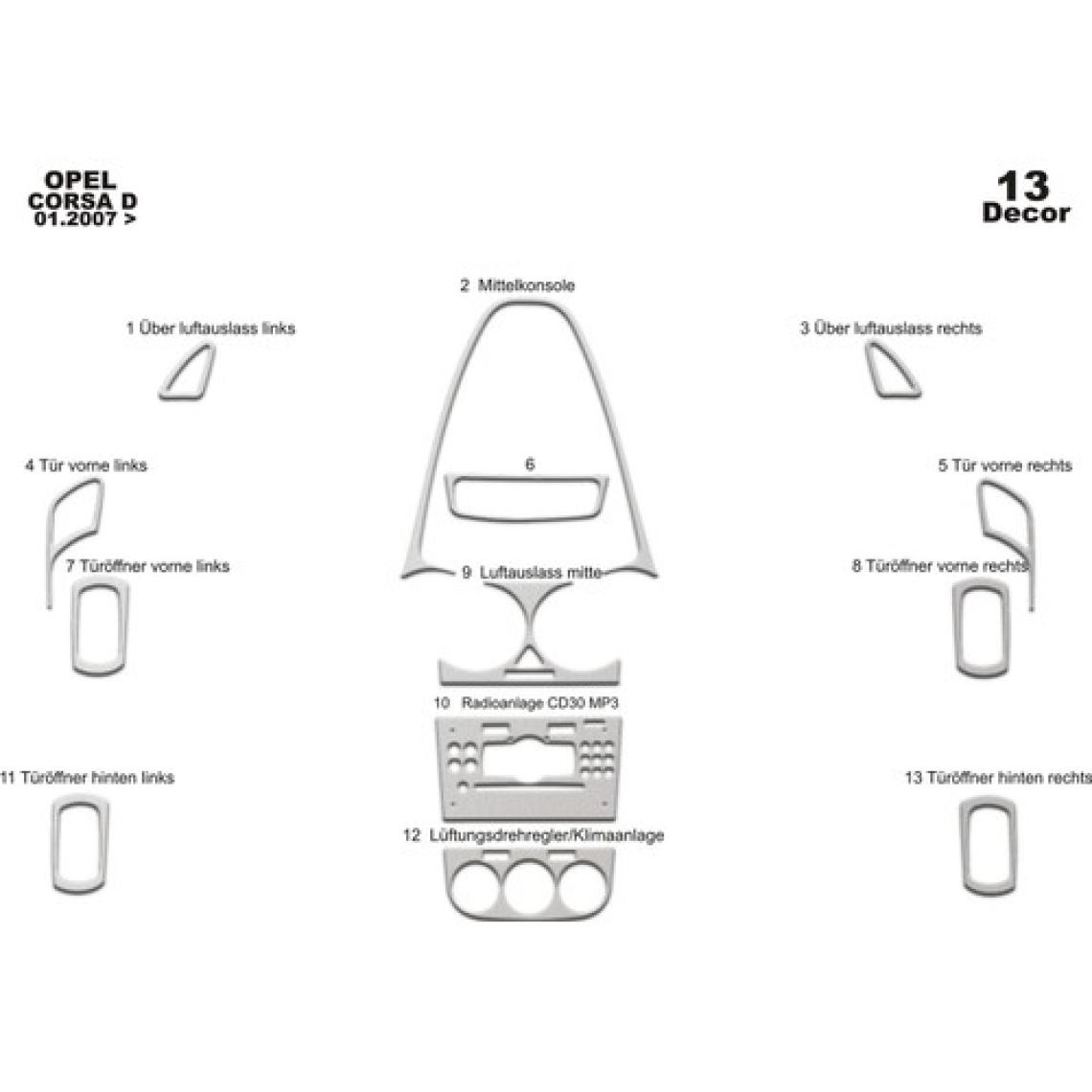 meriç cockpit design Meriç® Opel Corsa D Ön Torpido Kaplama Maun 13 Parça 2007-2019