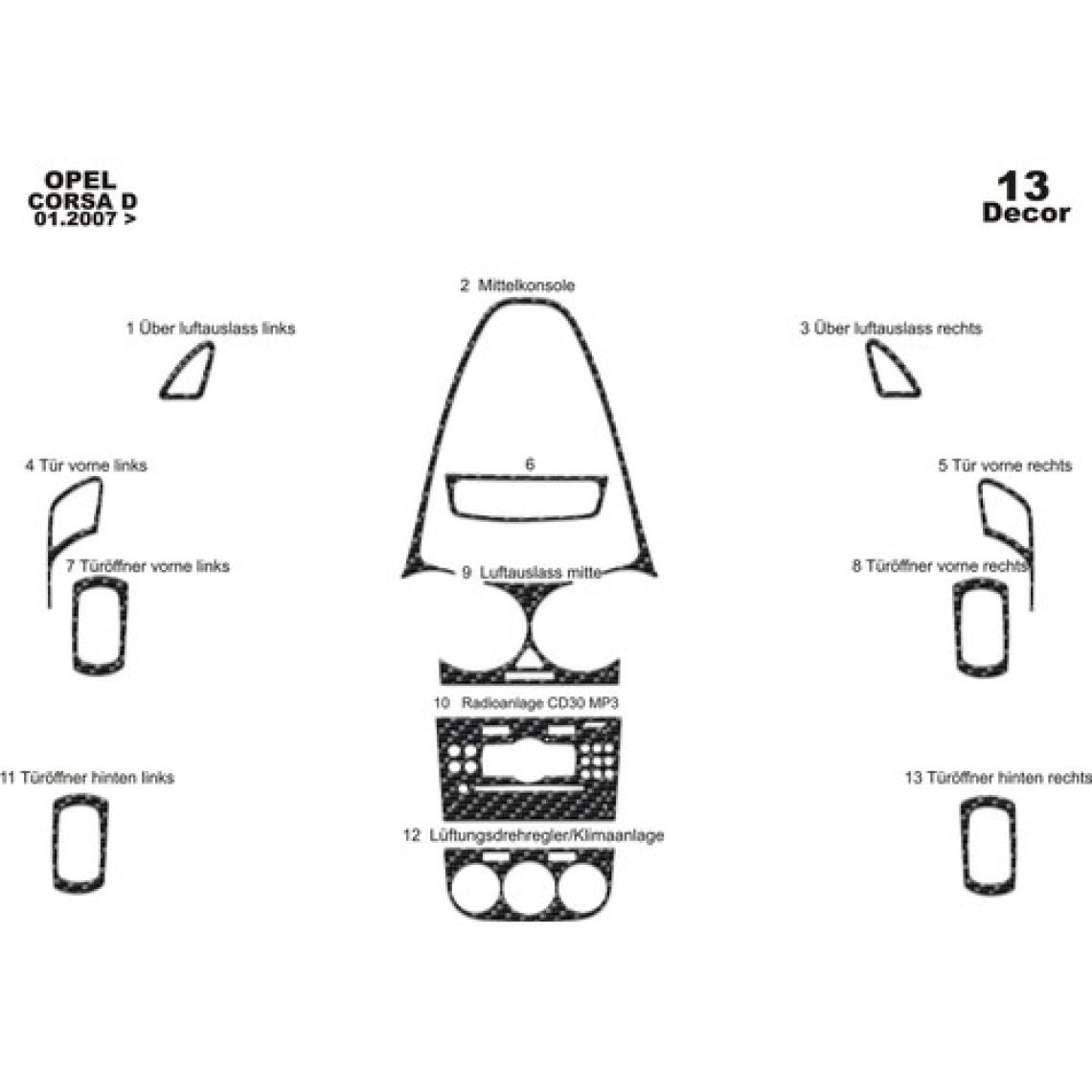meriç cockpit design Meriç® Opel Corsa D Ön Torpido Kaplama Maun 13 Parça 2007-2019