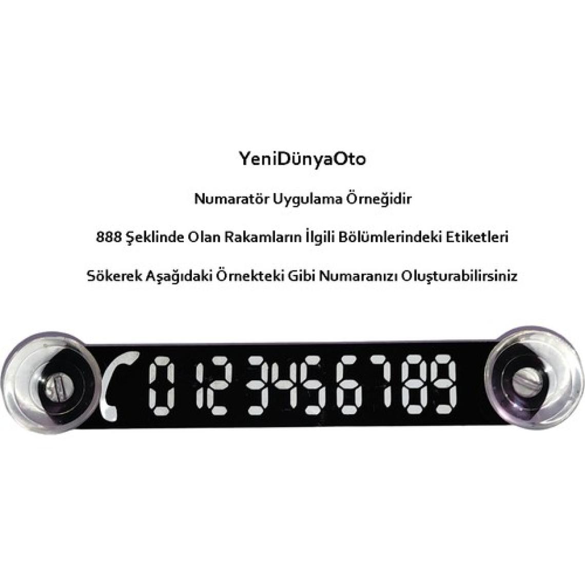 Yenidünyaoto -2 Adet-Siyah-Beyaz Araç Park Telefon Numaratörü Tel No Gösterici Numaratik YDNMR210