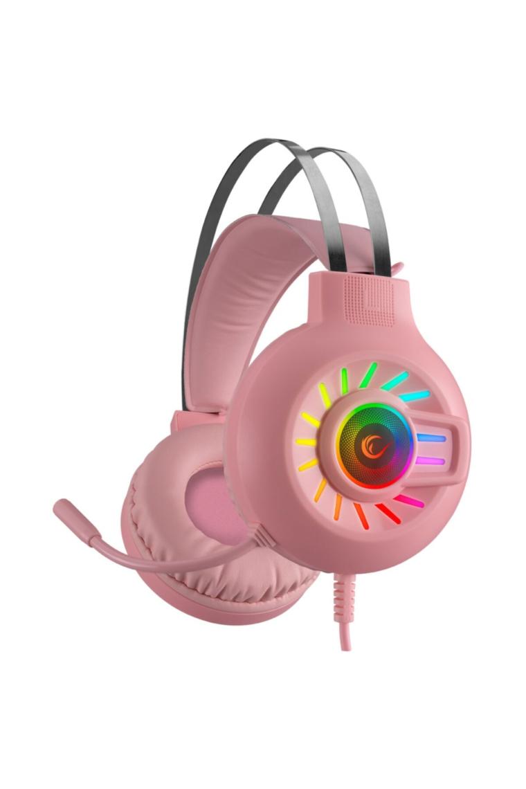 Rampage RM-K44 Zengibar 7.1 RGB Mikrofonlu Kablolu Pembe Kulak Üstü Oyuncu Kulaklığı