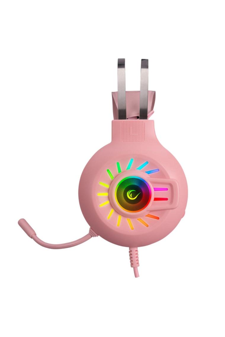 Rampage RM-K44 Zengibar 7.1 RGB Mikrofonlu Kablolu Pembe Kulak Üstü Oyuncu Kulaklığı