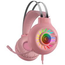 Rampage RM-K44 Zengibar 7.1 RGB Mikrofonlu Kablolu Pembe Kulak Üstü Oyuncu Kulaklığı