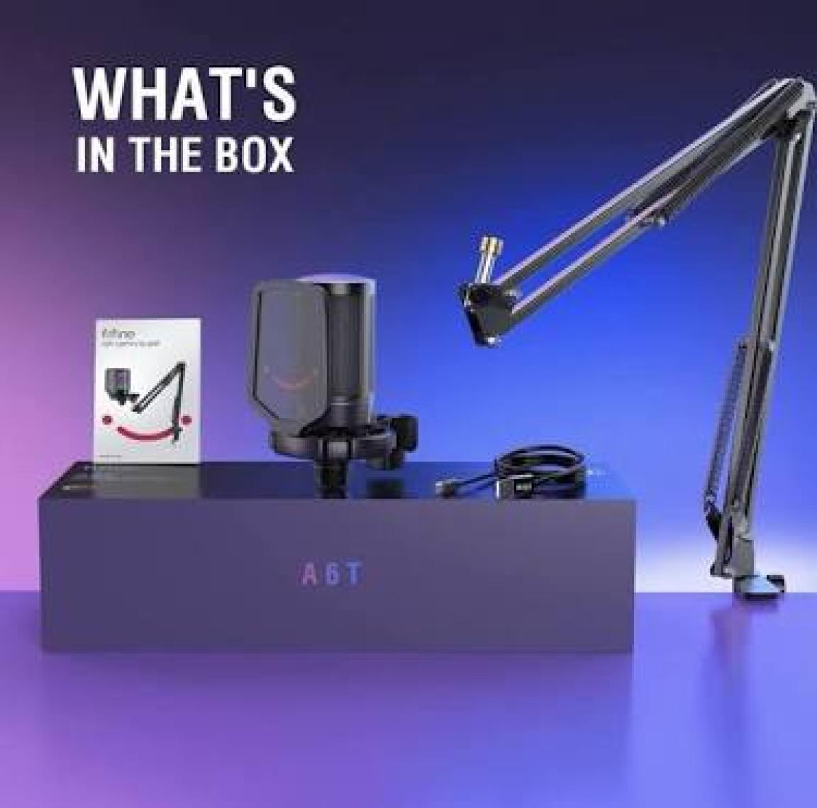 Fifine Ampligame A6T Twitch, Youtuber, Gamer, Tiktok, Yayıncı USB Mikrofon Seti Mavi