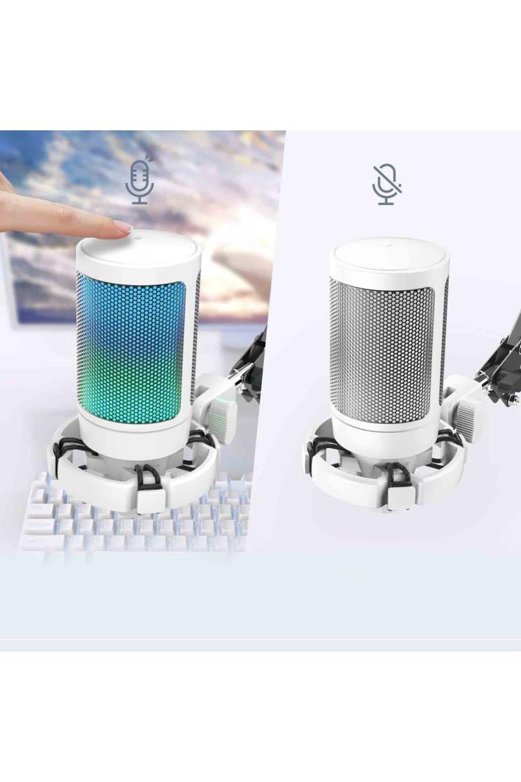 Fifine Ampligame A6T Beyaz RGB USB Yayıncı Mikrofon