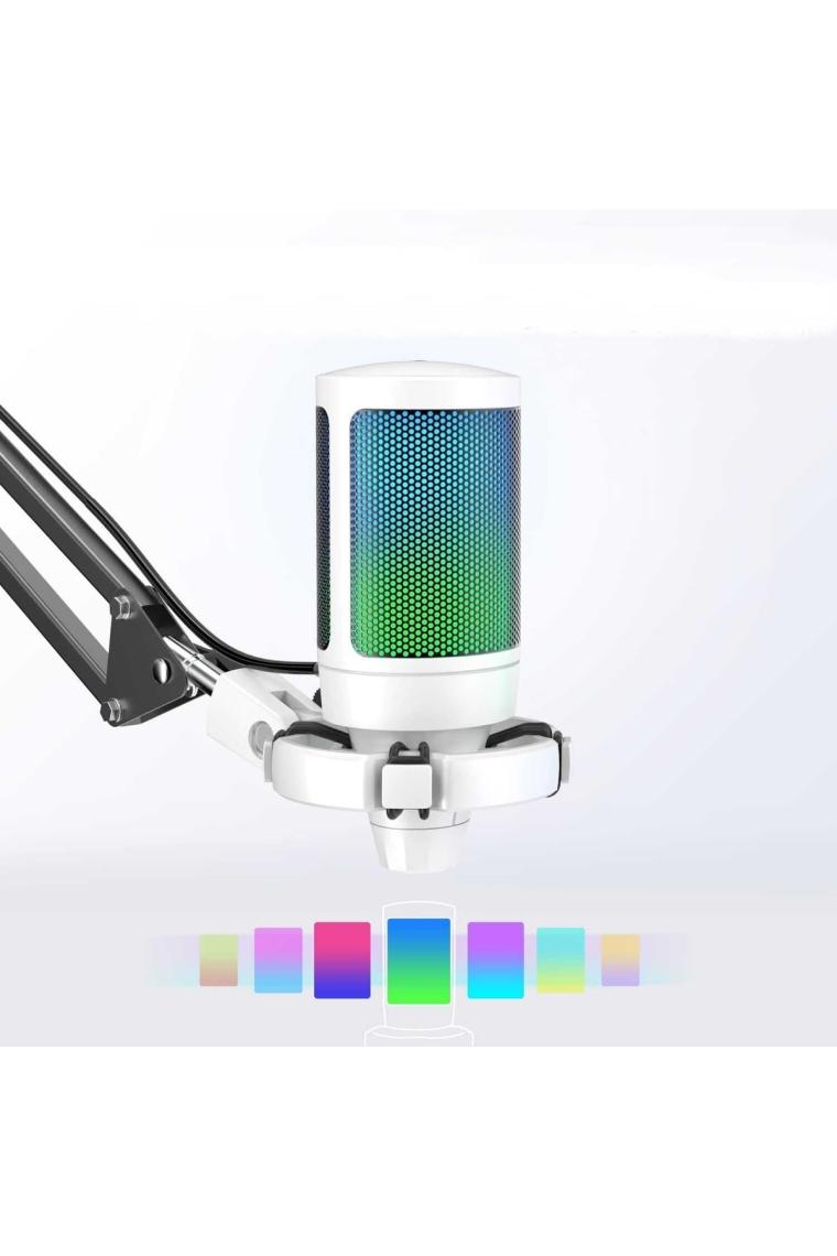 Fifine Ampligame A6T Beyaz RGB USB Yayıncı Mikrofon