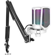 Fifine Ampligame A6T Beyaz RGB USB Yayıncı Mikrofon