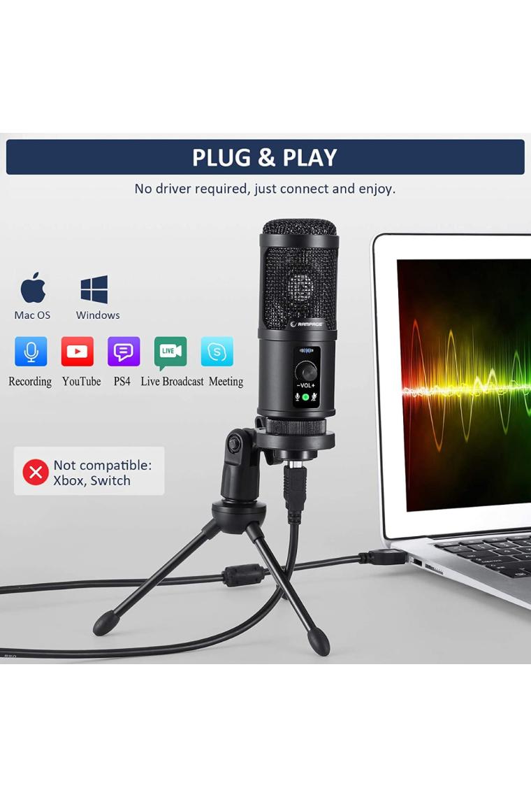 Ra-mp65 X-fuse 1.5m Usb Tripodlu Mikrofon Yayıncı Youtuber Profesyonel Mikrofon Gaming