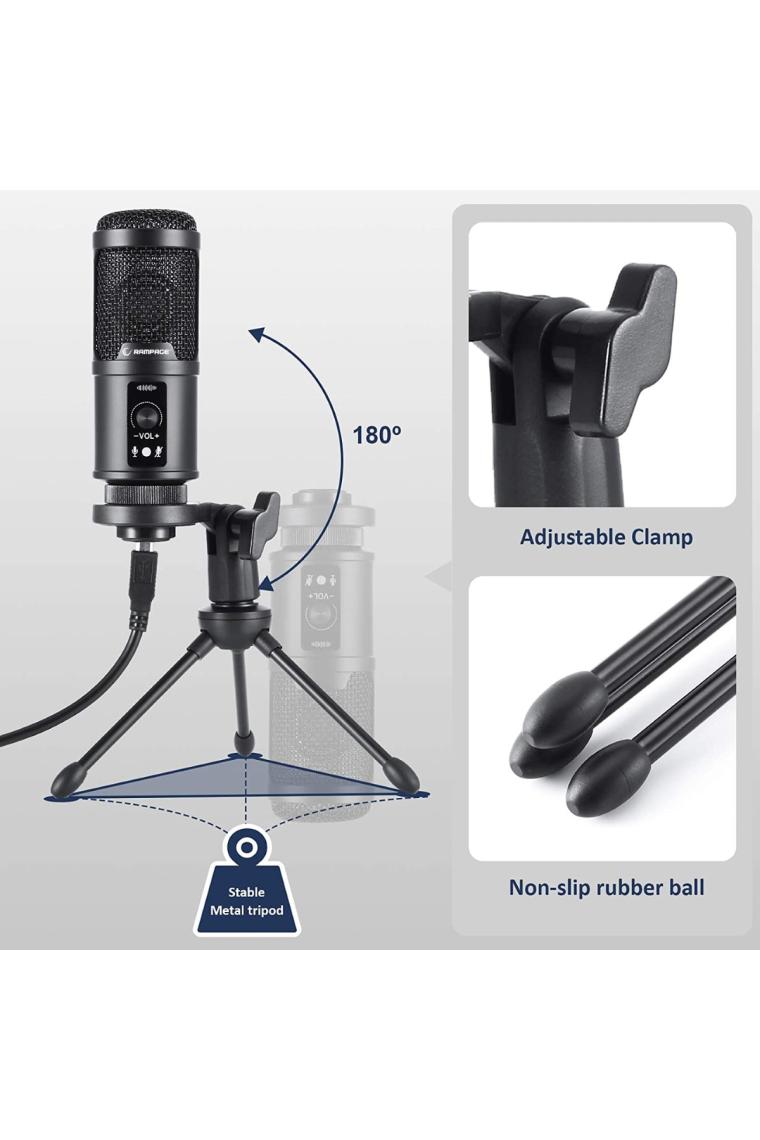 Ra-mp65 X-fuse 1.5m Usb Tripodlu Mikrofon Yayıncı Youtuber Profesyonel Mikrofon Gaming
