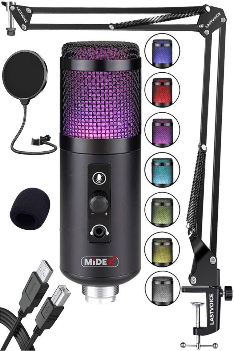 V5 Rgb Set Usb Oyuncu Ve Yayıncı Mikrofonu Condenser Stüdyo