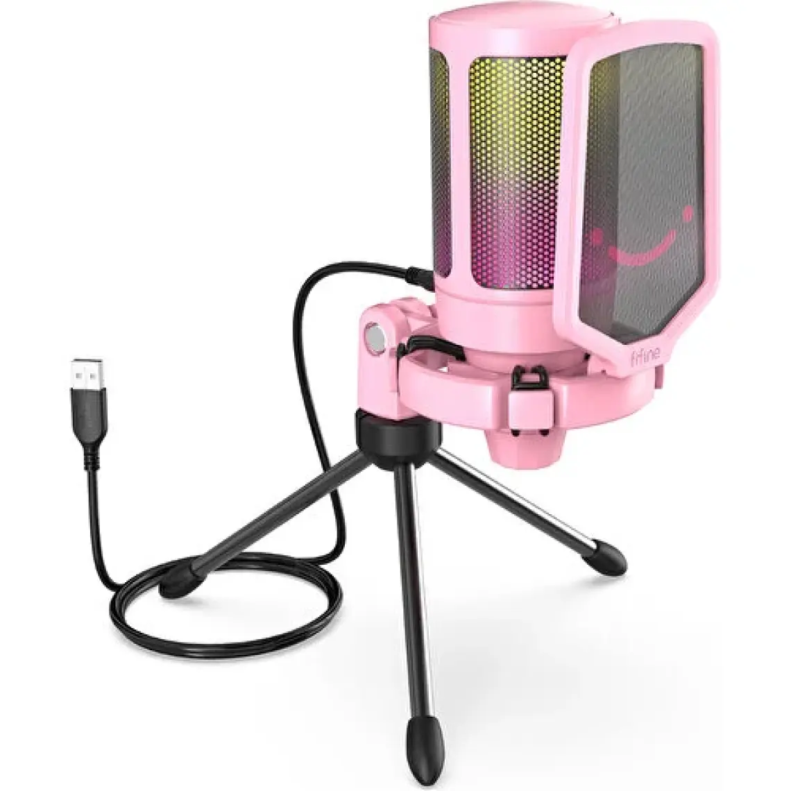 Fifine Ampligame A6V Pembe RGB USB Yayıncı Mikrofon