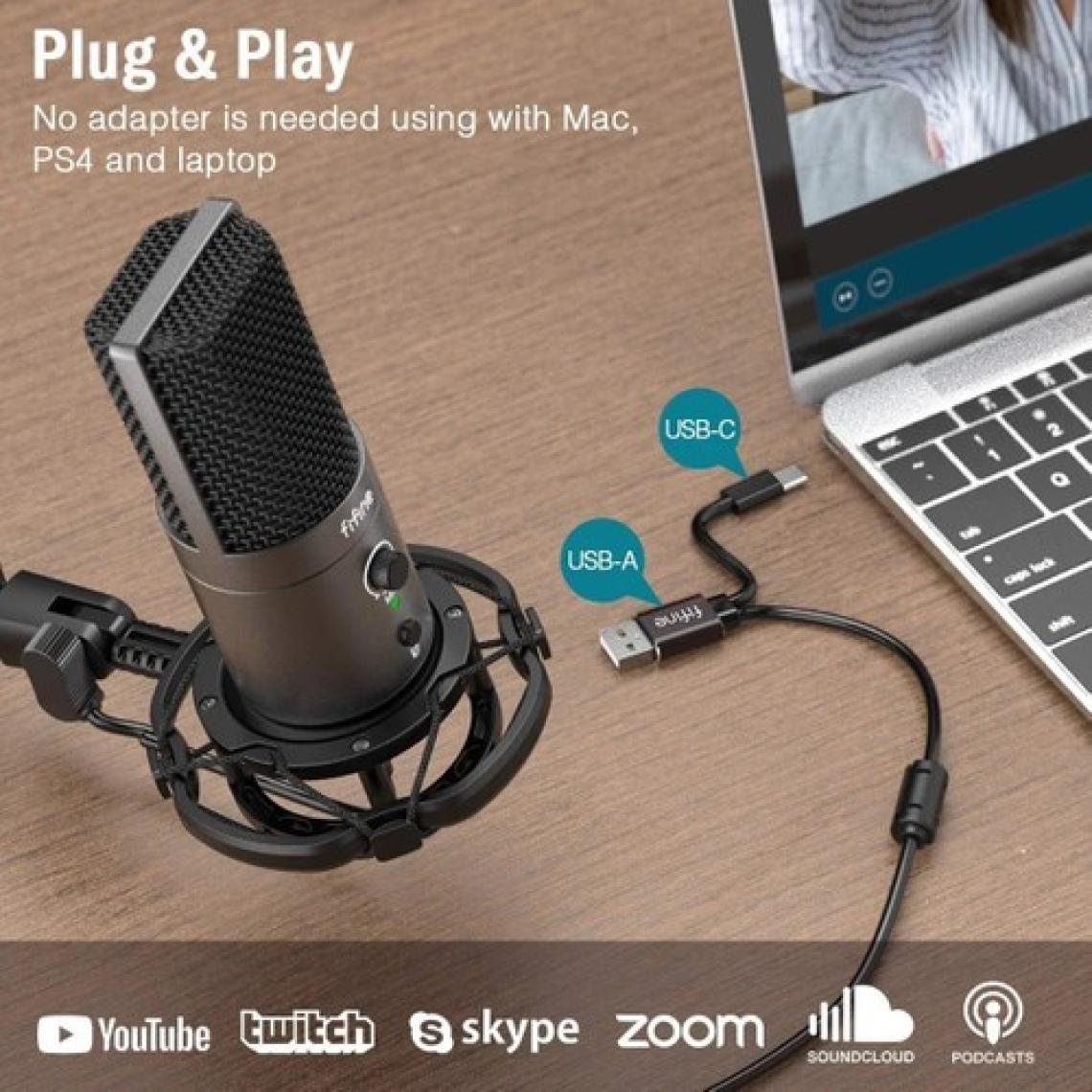 Fifine T683 USB Condenser Mikrofon Kayıt Seti - Podcast - Gamer - Yayıncı Mikrofon