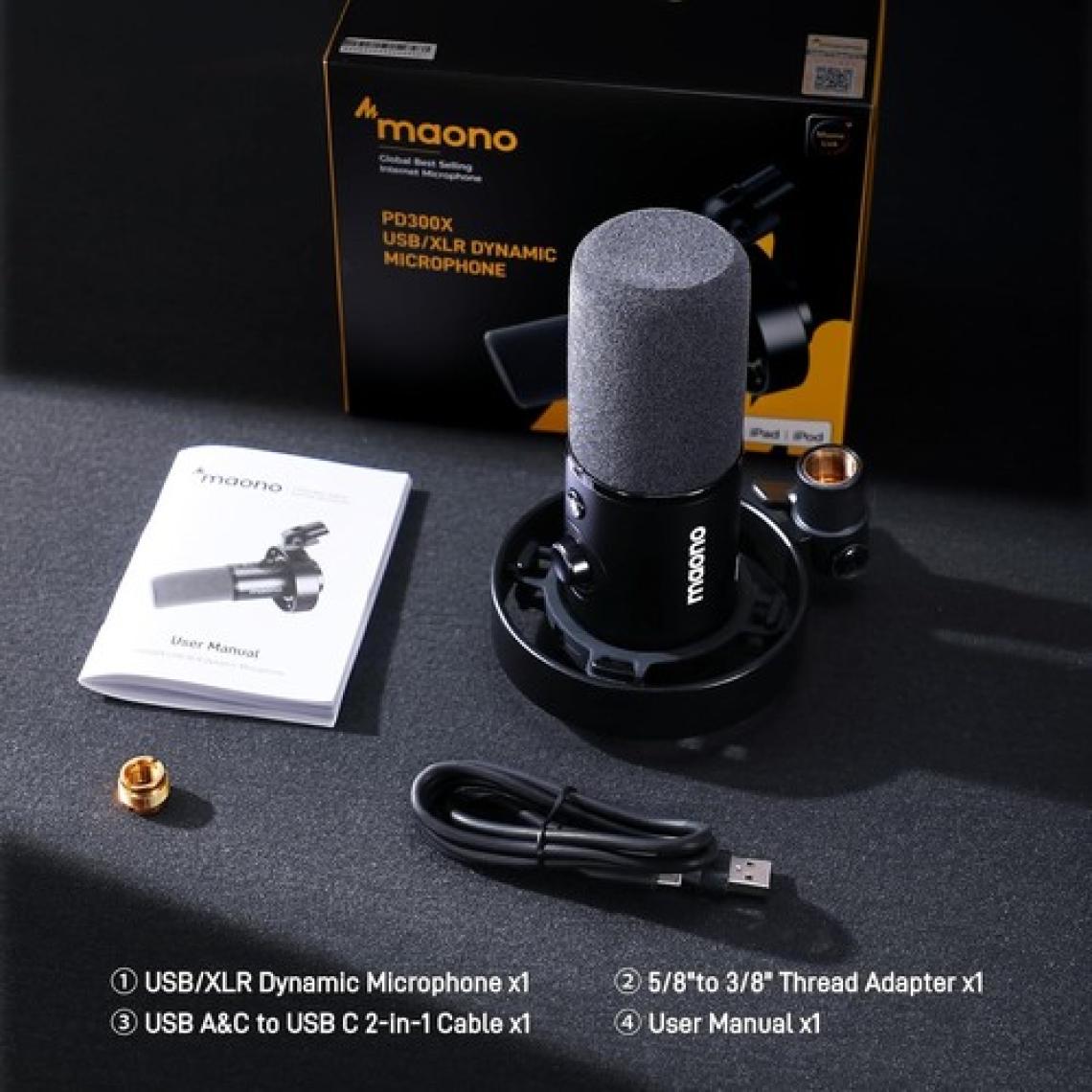 MAONO Pd300x Dinamik Mikrofon-xlr Usb Podcast Kayıt Içerik Ev Stüdyosu Seslendirme Gürültü Azaltma