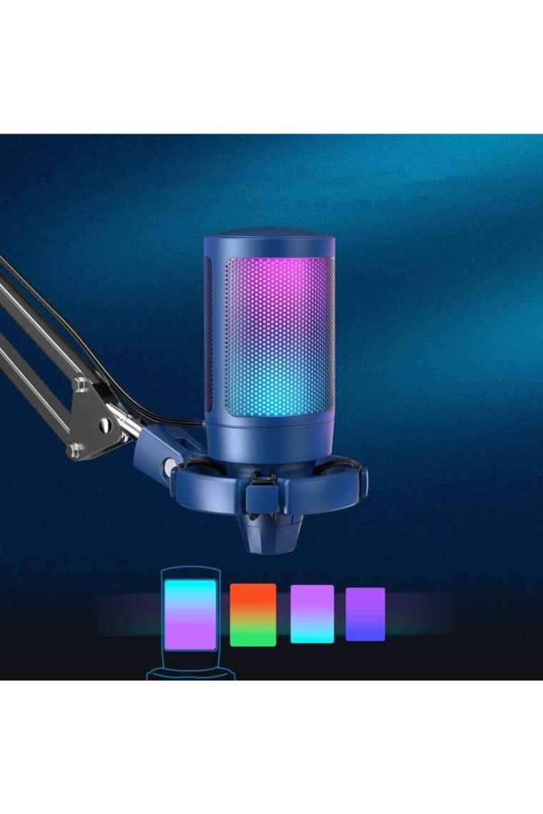 Fifine Ampligame A6T Mavi RGB USB Yayıncı Mikrofon