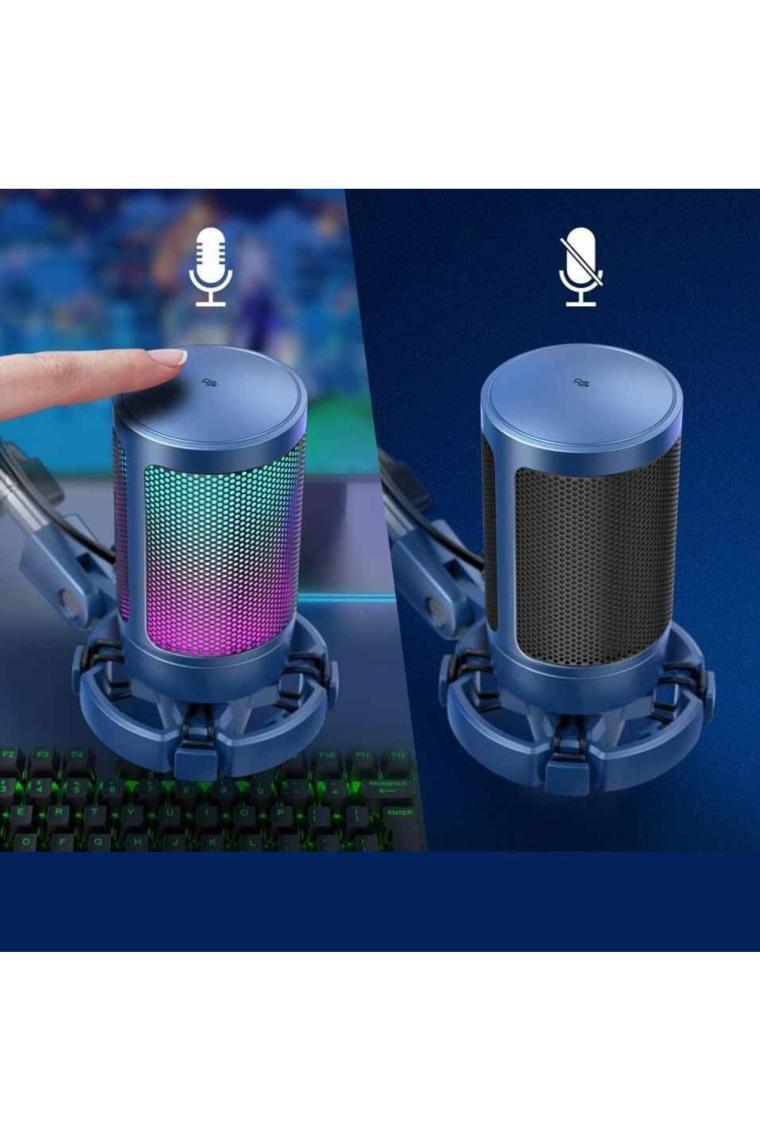 Fifine Ampligame A6T Mavi RGB USB Yayıncı Mikrofon