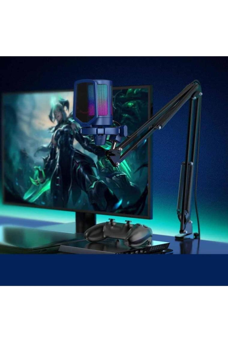 Fifine Ampligame A6T Mavi RGB USB Yayıncı Mikrofon
