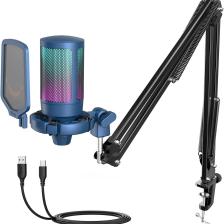 Fifine Ampligame A6T Mavi RGB USB Yayıncı Mikrofon