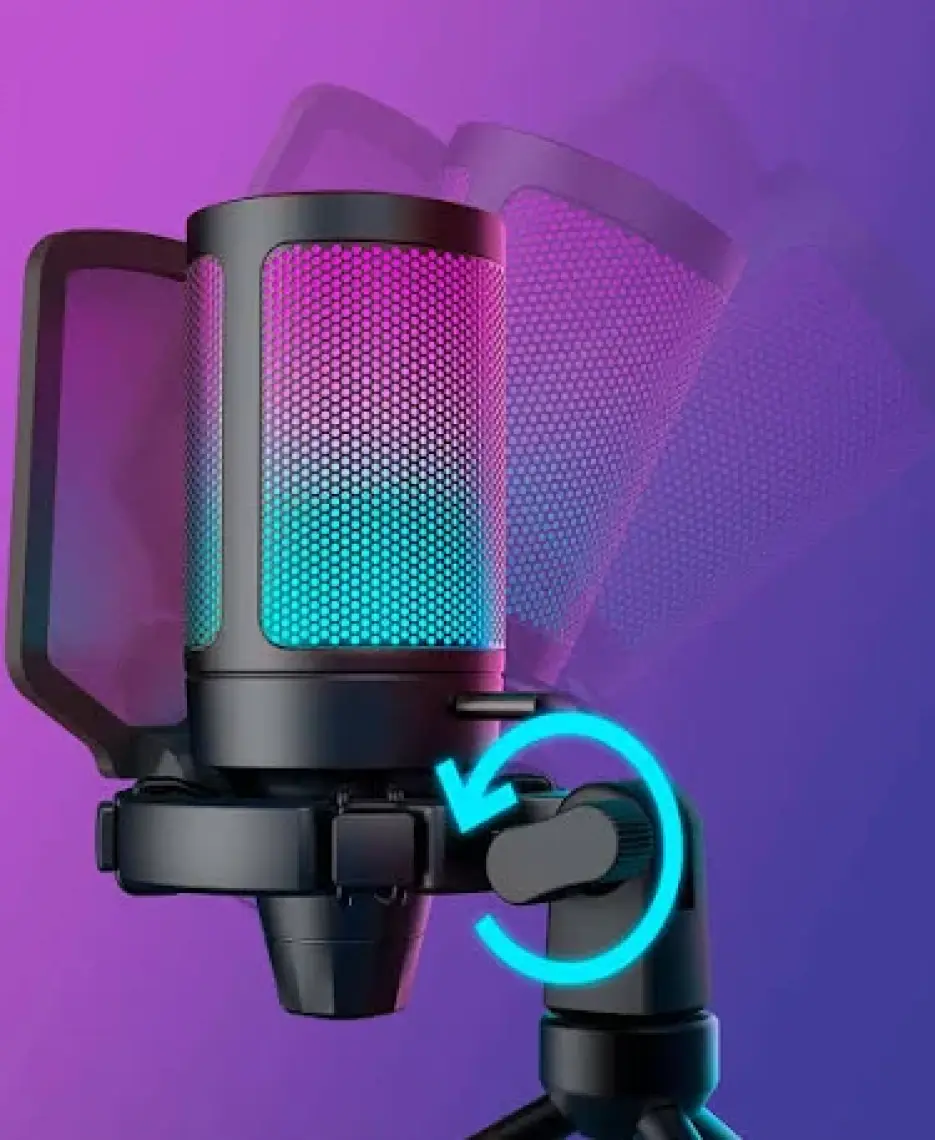 Fifine Ampligame A6V Yayıncı - Oyuncu - Podcast - Youtuber Rgb USB Mikrofon Pembe