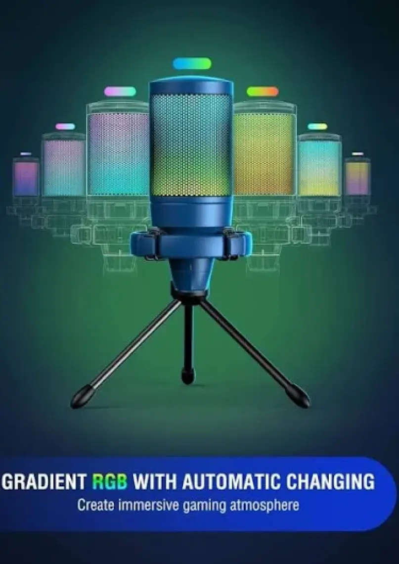 Fifine Ampligame A6V Yayıncı - Oyuncu - Podcast - Youtuber Rgb USB Mikrofon Pembe