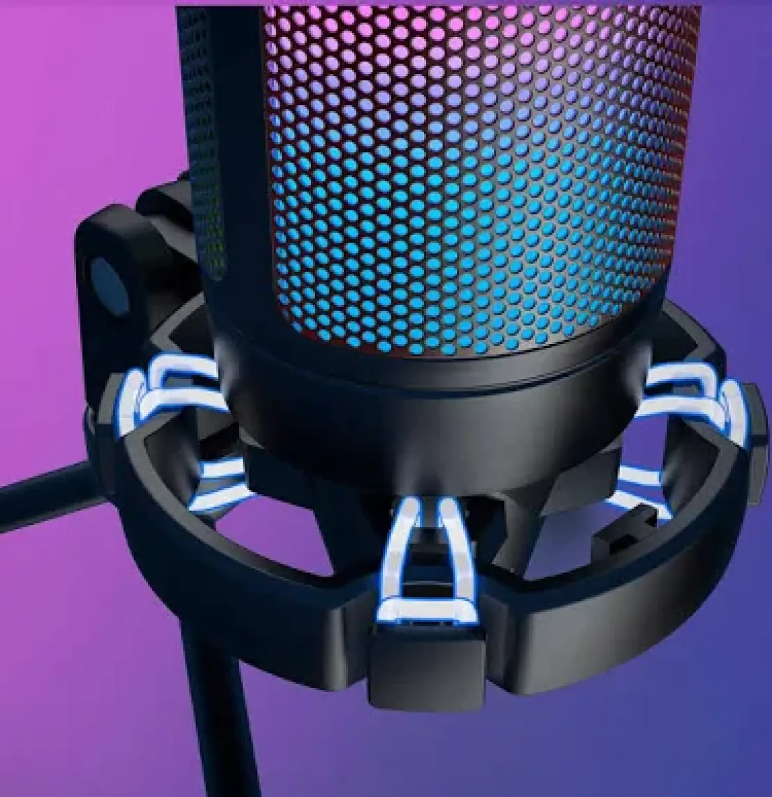 Fifine Ampligame A6V Yayıncı - Oyuncu - Podcast - Youtuber Rgb USB Mikrofon Pembe