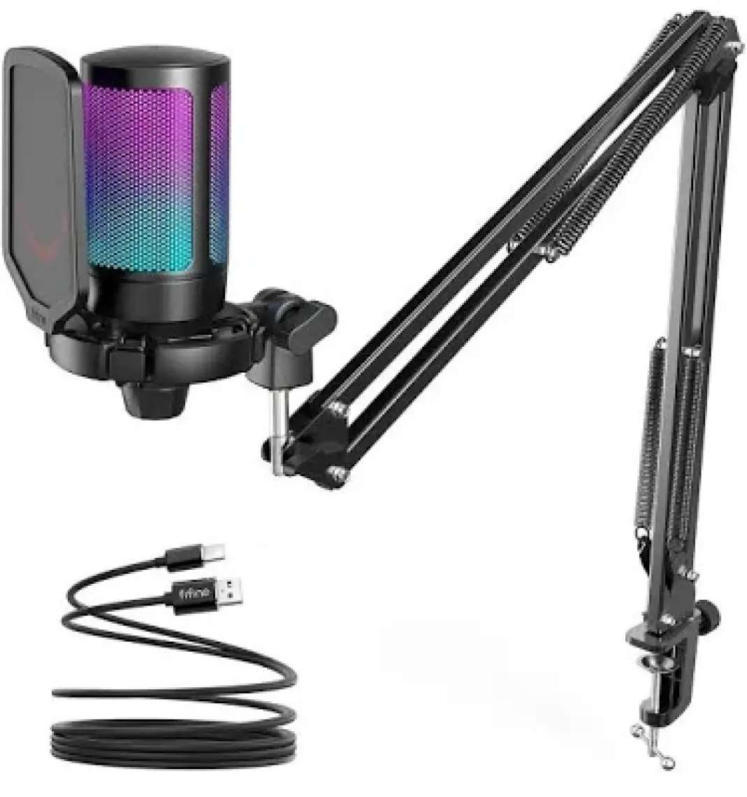 Fifine Ampligame A6T Twitch, Youtuber, Gamer, Tiktok, Yayıncı USB Mikrofon Seti Mavi