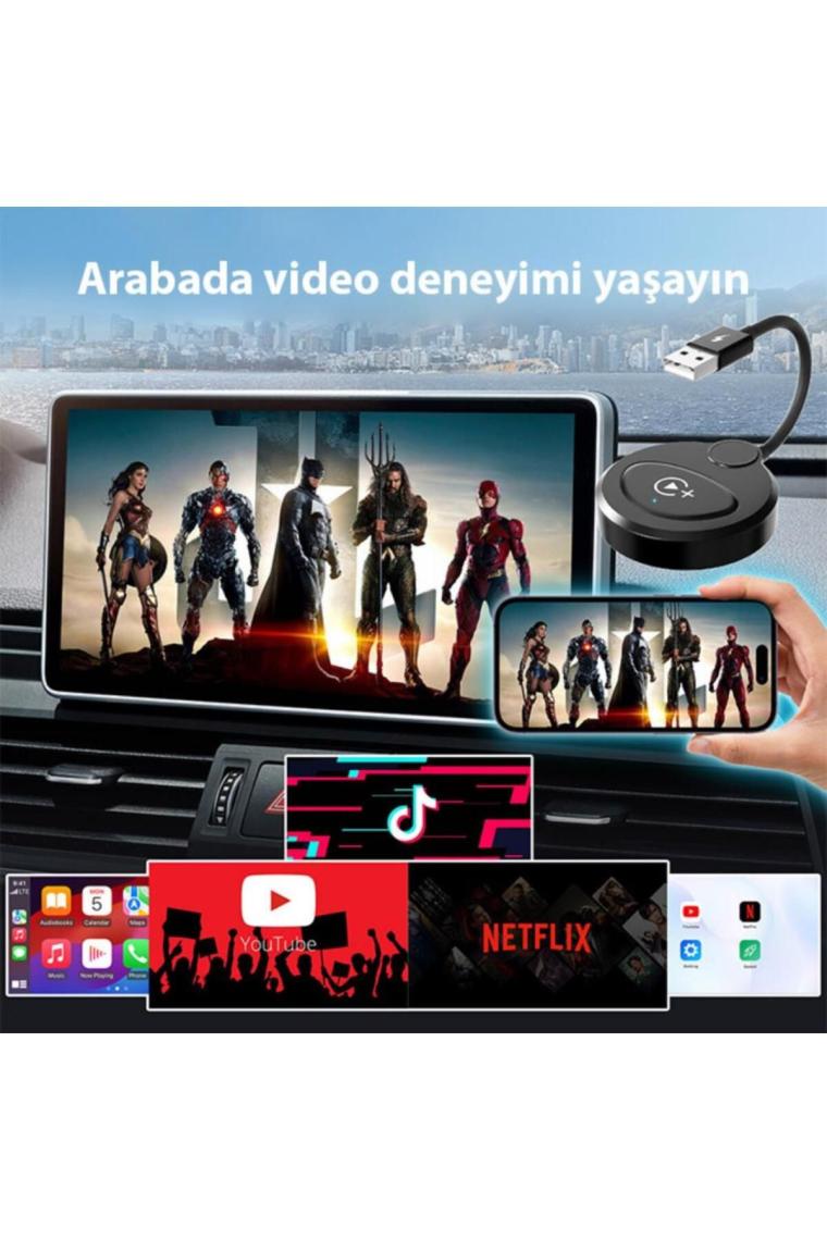 Coofbe Kablosuz Apple Car Play Dönüştücü Video Yansıtıcı Youtube Netflix Tiktok Video Yansıtıcı Carplay