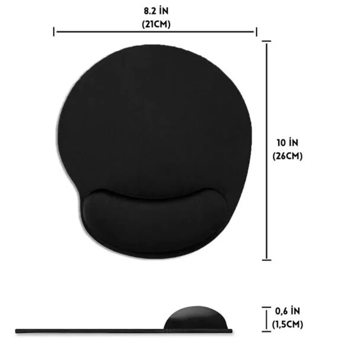 Black Deer Siyah Bilek Destekli Mouse Pad Flexible Ergonomik Kaymaz Taban Mouse Pad