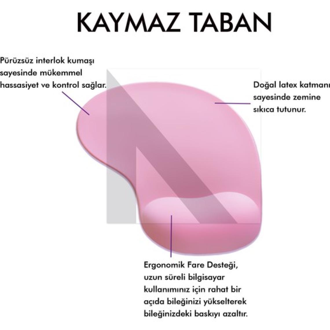 Active Team MP01 - Pembe Elips Bilek Destekli Mouse Pad | Konforlu, Kaymaz Taban, Ergonomik, Yumuşak, Ev,Ofis
