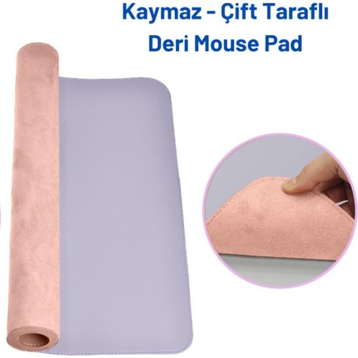 Black Deer PU Deri Mouse Pad Dikişli Kenar  Çift Yönlü Kullanım Masa Matı Sümen 90X40 Xl Lila