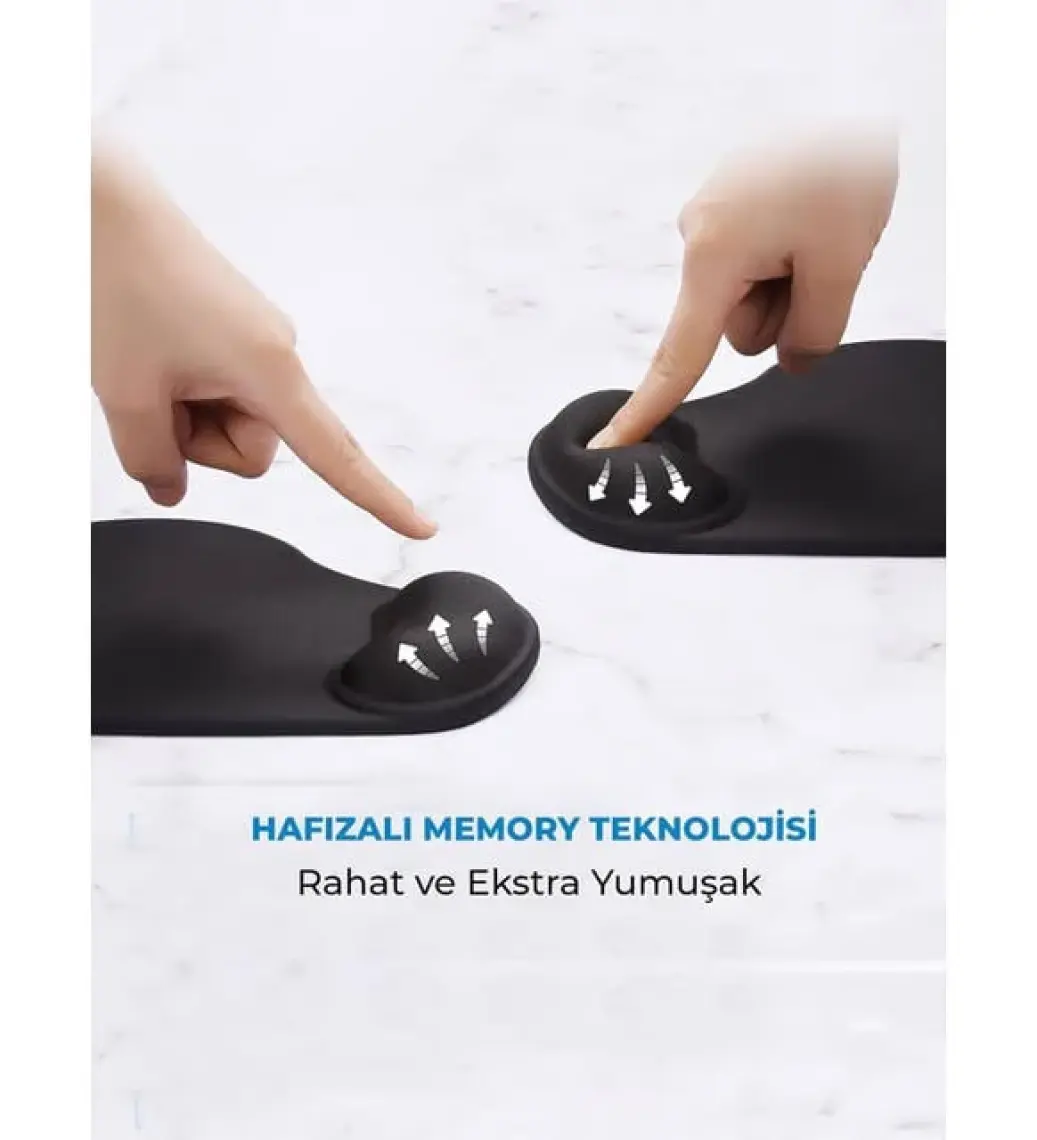Active Team MP01 - Siyah Elips Bilek Destekli Mouse Pad | Konforlu, Kaymaz Taban, Ergonomik, Yumuşak, Ev,Ofis