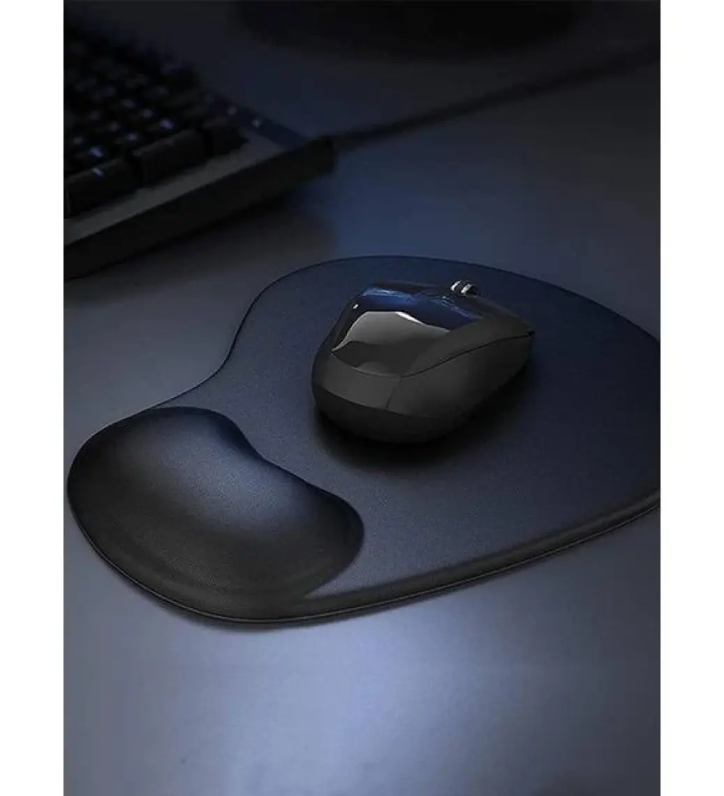 Active Team MP01 - Siyah Elips Bilek Destekli Mouse Pad | Konforlu, Kaymaz Taban, Ergonomik, Yumuşak, Ev,Ofis