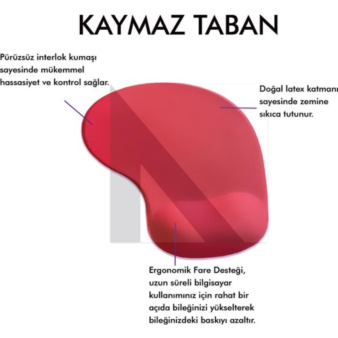 Active Team MP01 - Kırmızı Elips Bilek Destekli Mouse Pad | Konforlu, Kaymaz Taban, Ergonomik, Yumuşak, Ev,Ofis