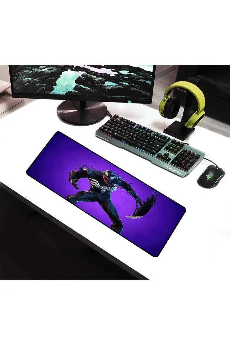 SGE TEKNOLOJİ 70X30 cm Venom Mavi Dikişli Kaydırmaz Taban Speed Ver. Mouse Pad Oyuncu Gaming