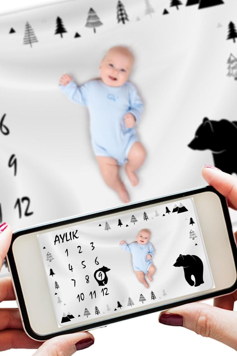 Bebek Hediyesi Aylık Anı Battaniyesi, Hediyelik Erkek Kız Yeni Doğan Baby Shower Doğum Hediye Seti