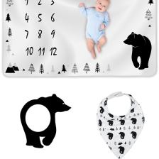 Bebek Hediyesi Aylık Anı Battaniyesi, Hediyelik Erkek Kız Yeni Doğan Baby Shower Doğum Hediye Seti