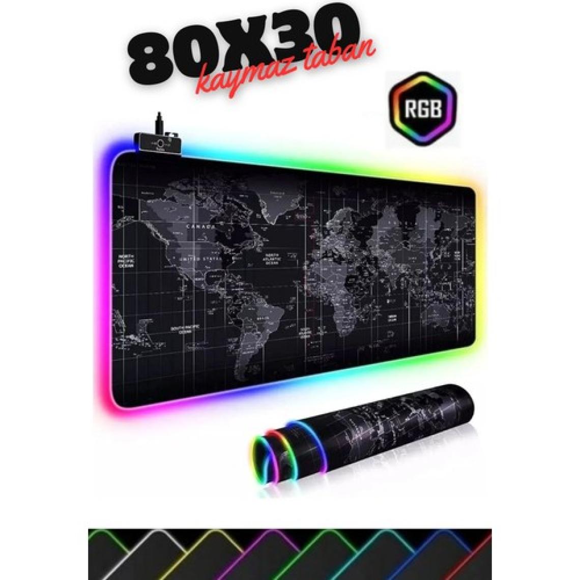 Sarftech 80X30 Rgb Dünya Desenli Speed Yüzey Mouse Pad LED Işıklı Gaming Mouseped 80X30