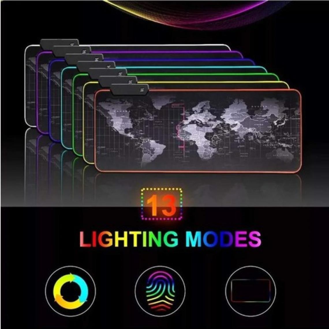 Sarftech 80X30 Rgb Dünya Desenli Speed Yüzey Mouse Pad LED Işıklı Gaming Mouseped 80X30